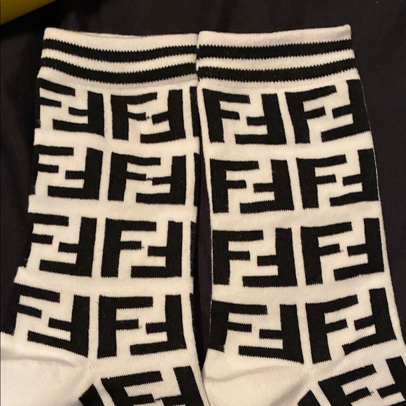 Fendi Black and White Monogram Socks - Picture 2 of 4